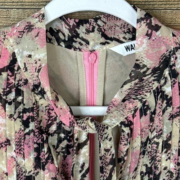 Walter Baker Zendaya Dress Handkerchief Hem Crop Sleeve Blushing Snake Size 8 - Picture 4 of 14